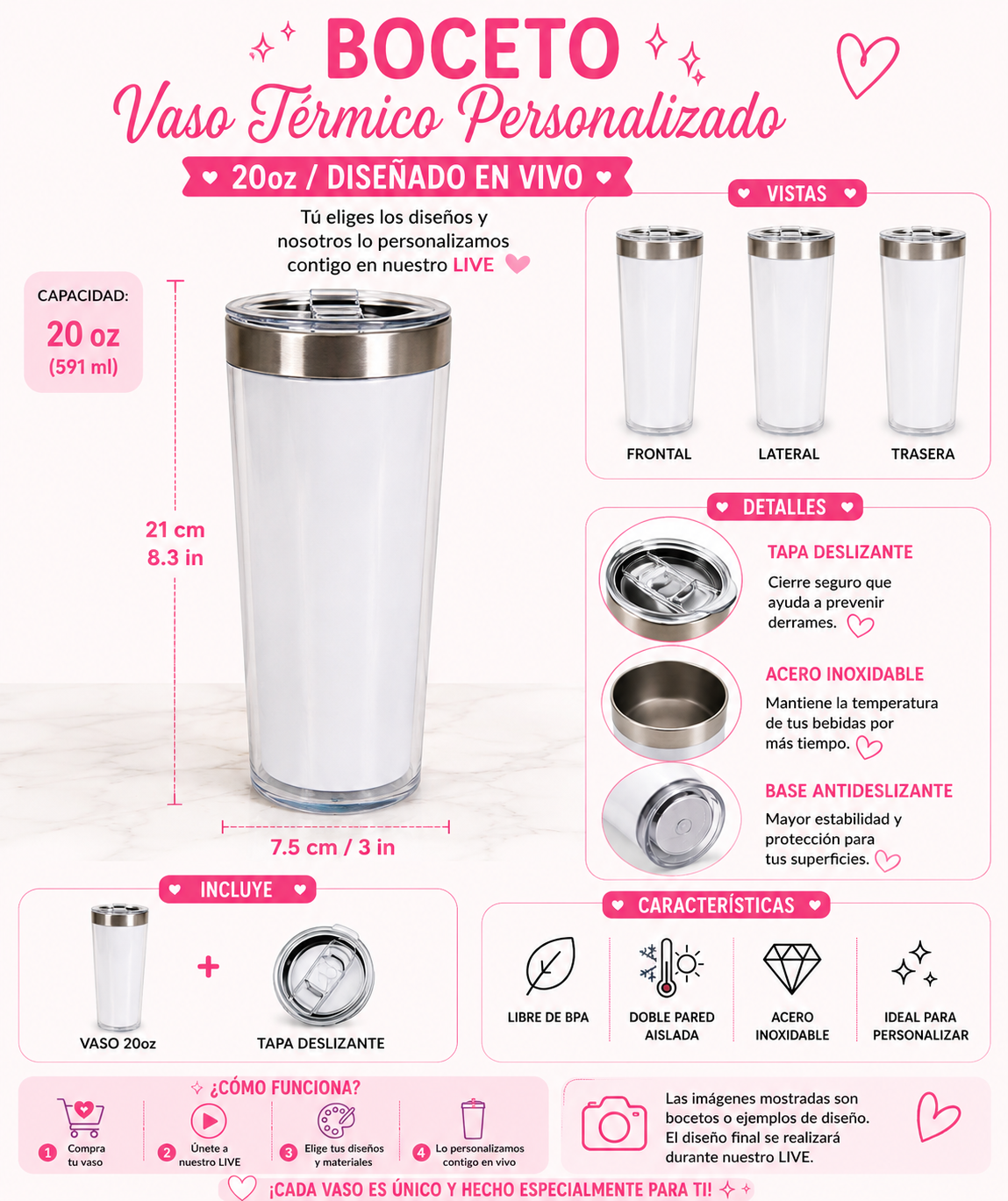 Termo Personalizado 20oz -Diseño en vivo