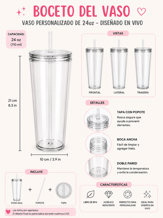 Vaso personalizado de 24oz -Diseñado en Live