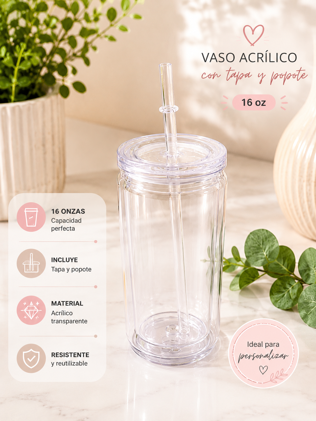 16 oz acrilico snow globe tumbler cup (Live Customization)