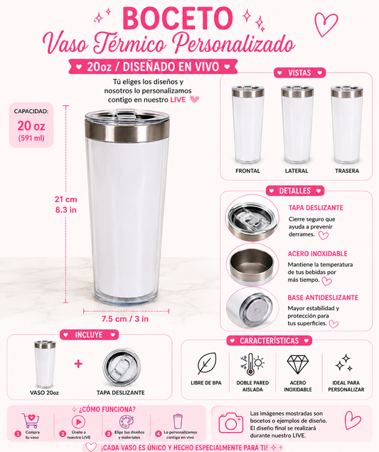 Termo Personalizado 20oz -Diseño en vivo