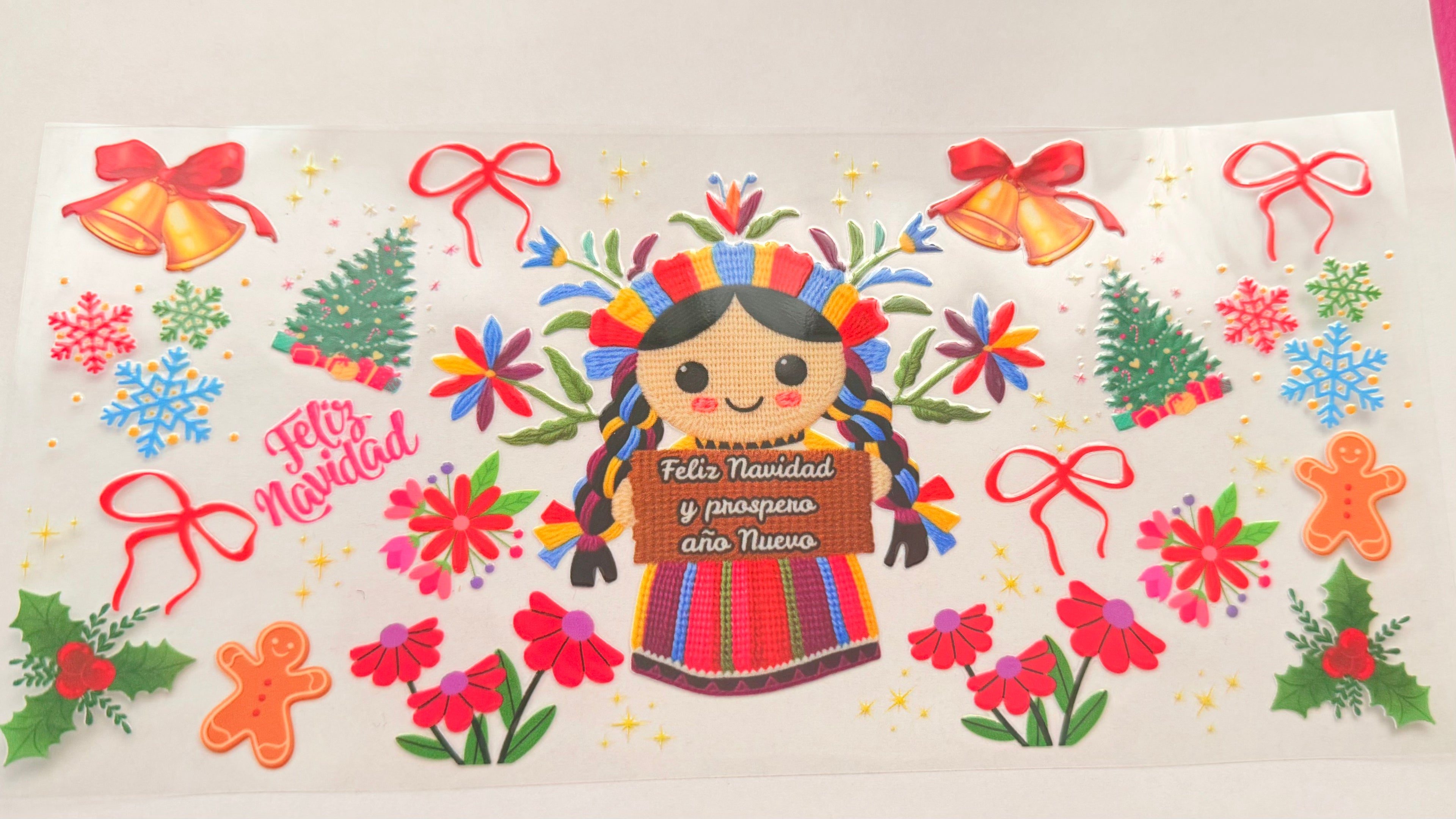 UV DTF WRAP- Muñequita lele navidad 16 oz