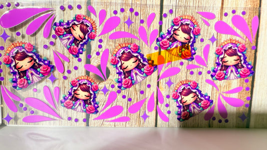 UV DTF Virgen Rosa
