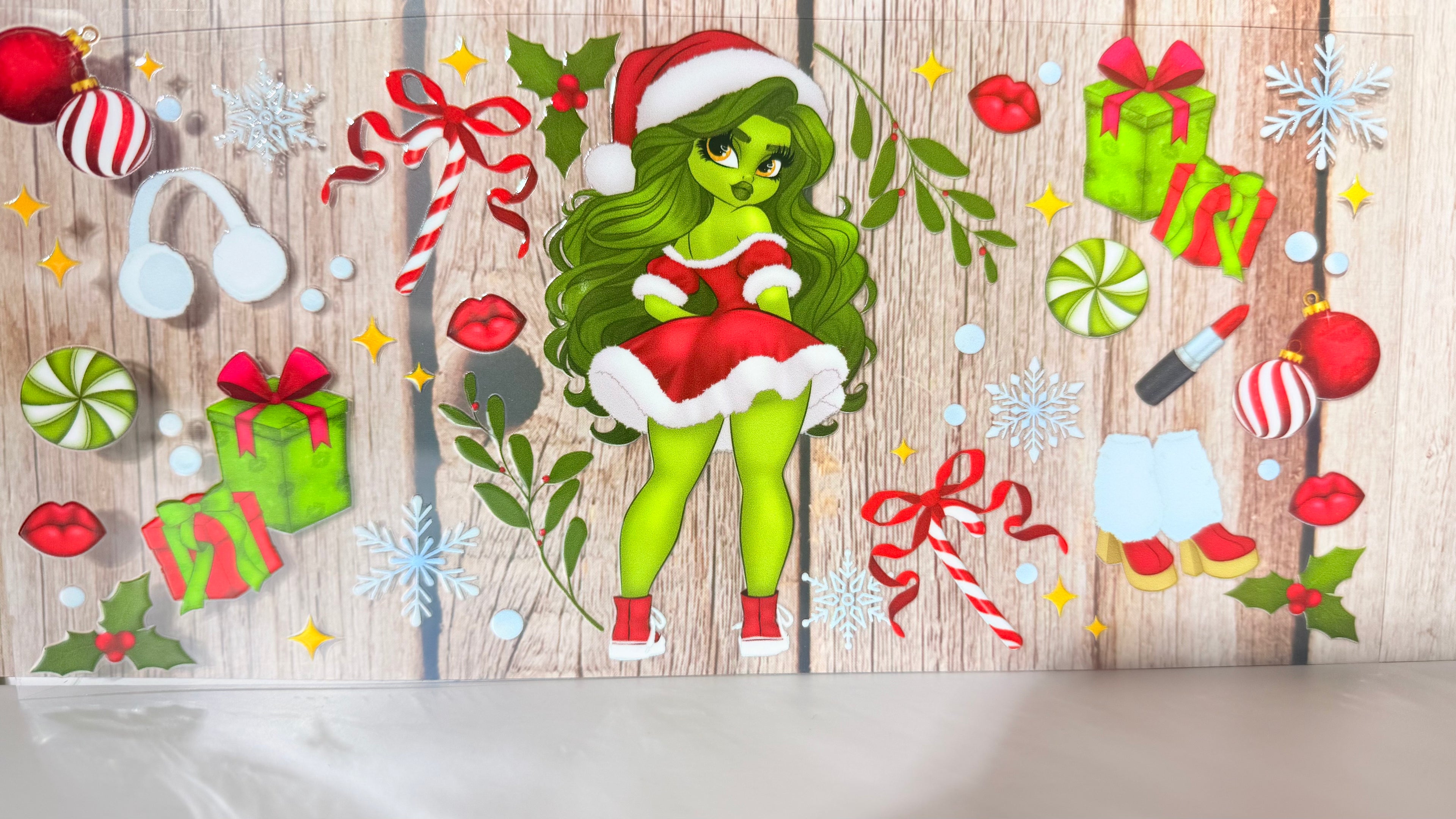 UV  DTF Grinch Girl Navidad
