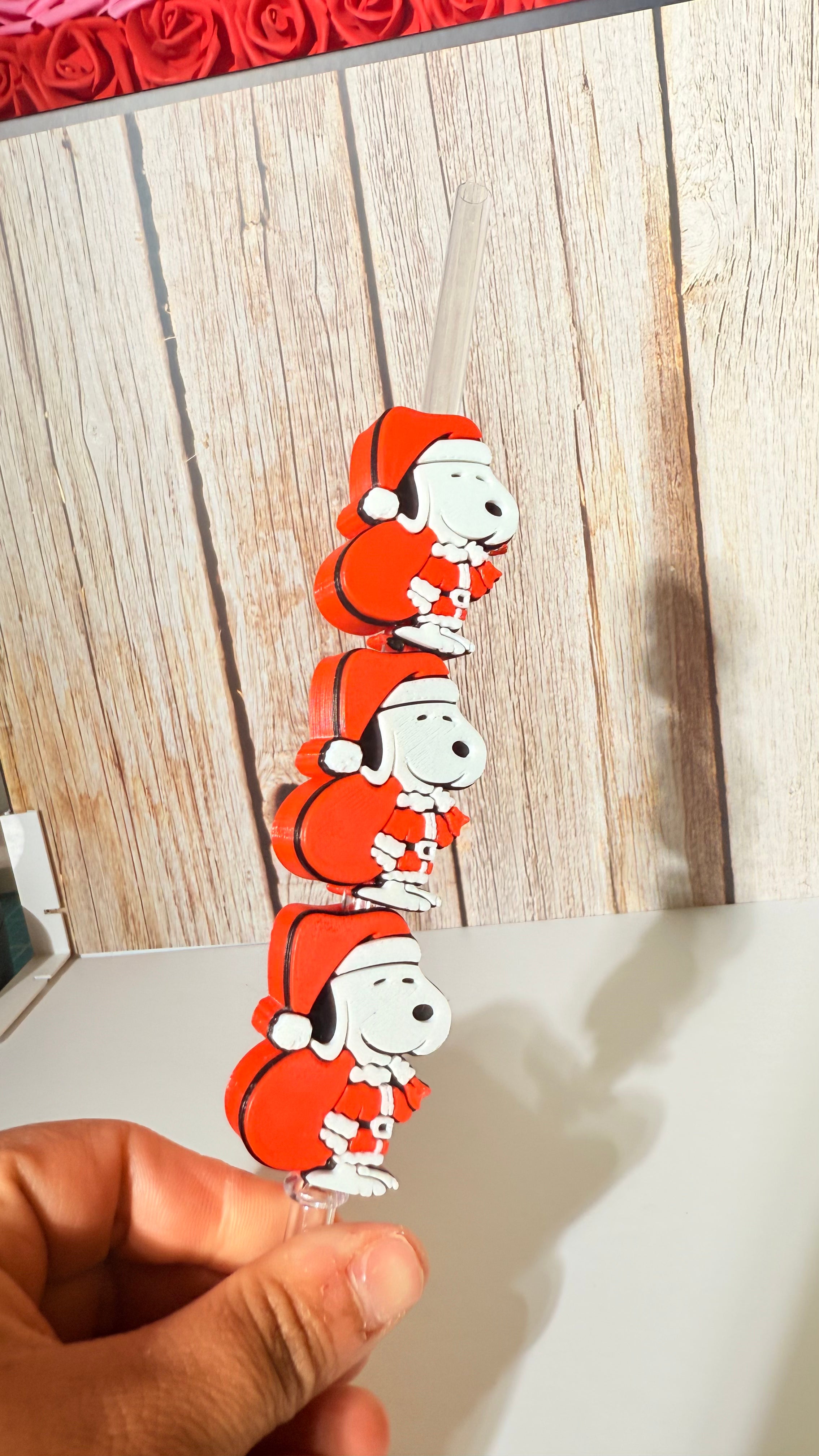 Snoppy santa strawtopper