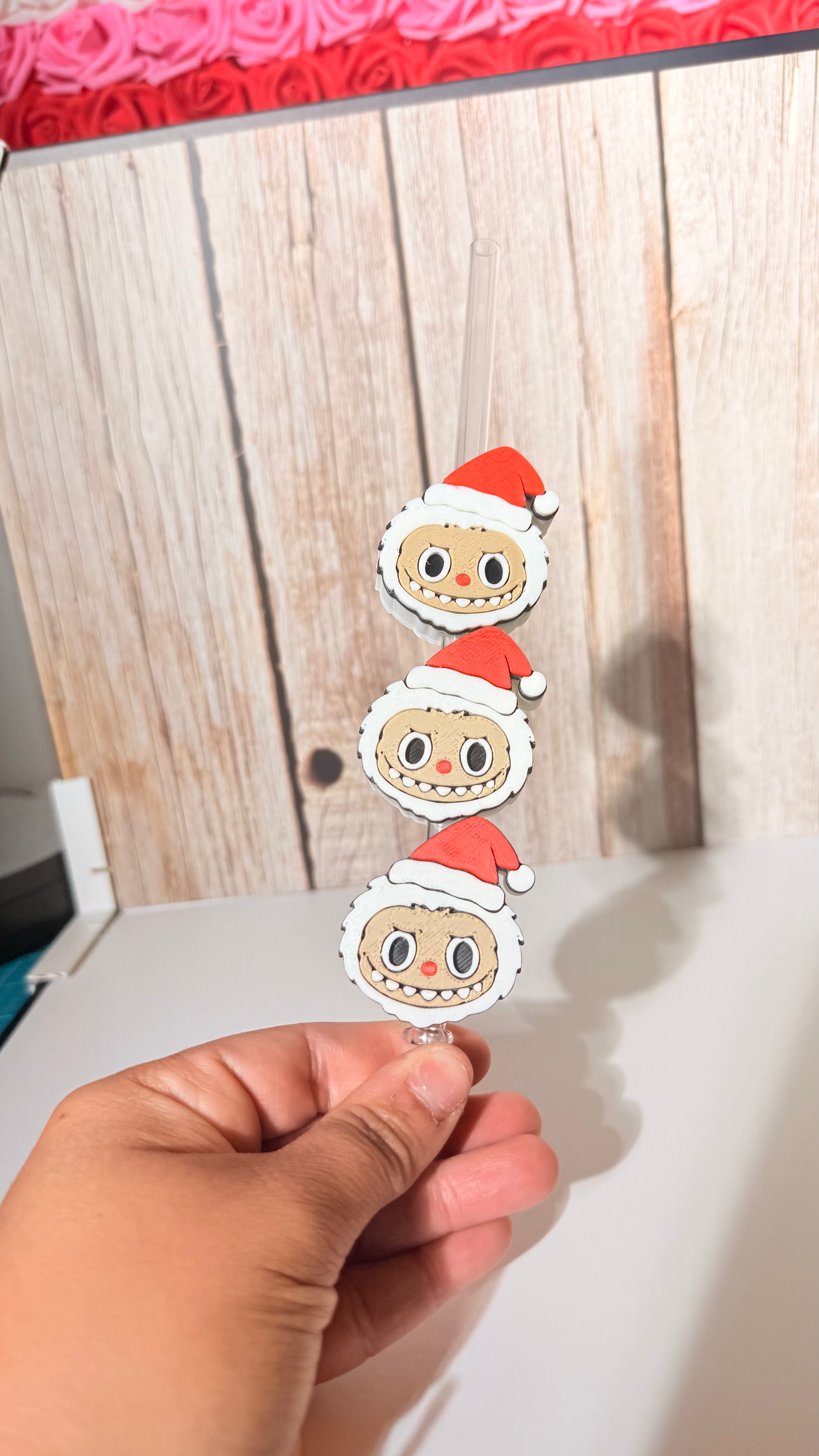Labubu santa strawtopper