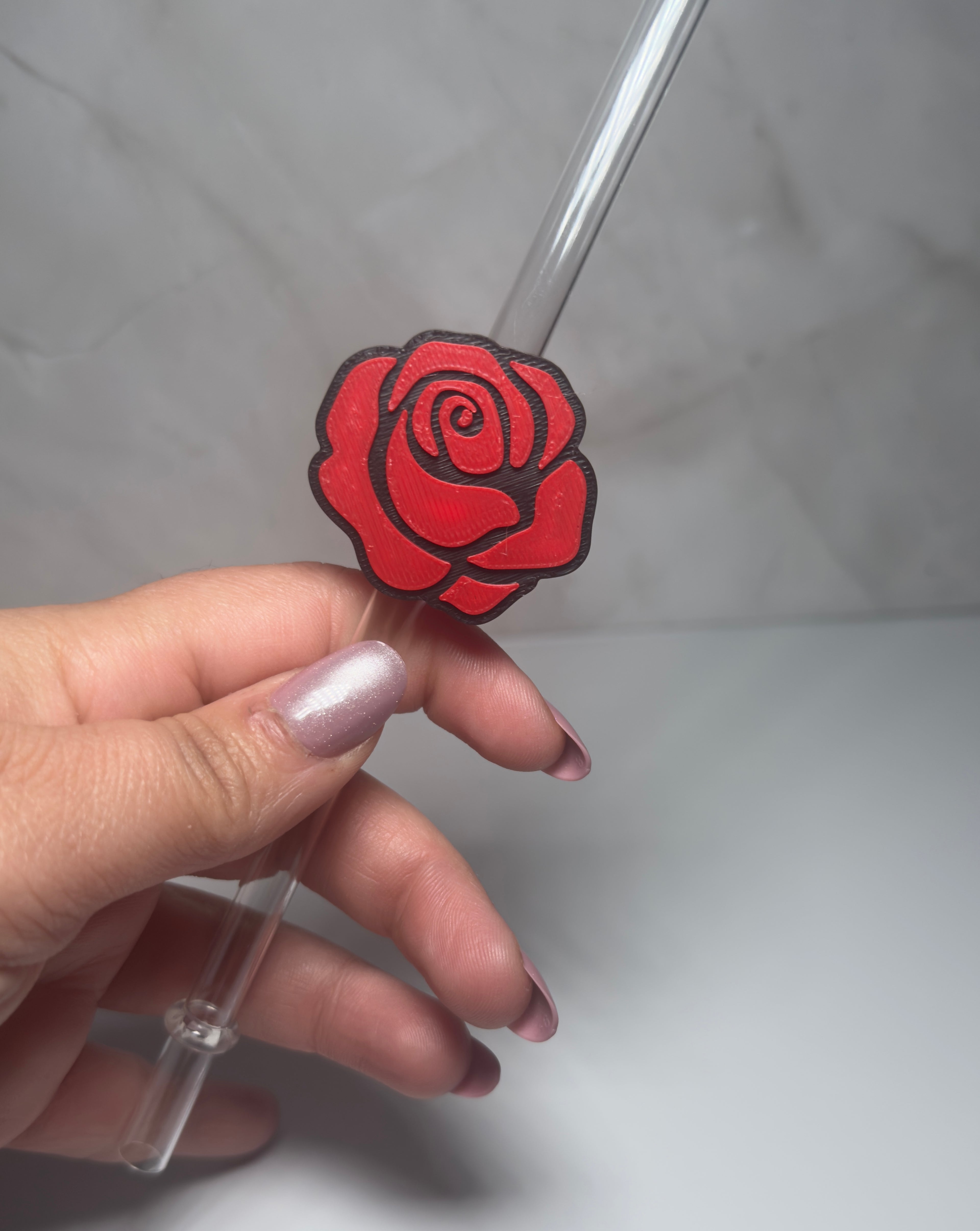 Rose 3d strawtopper